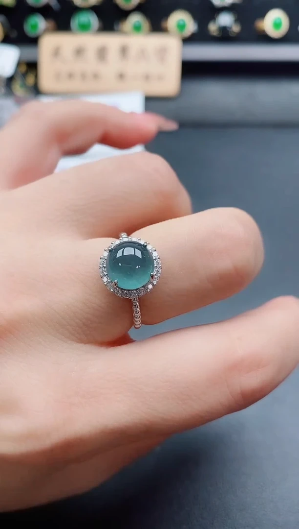 银S925镶嵌戒指翡翠1