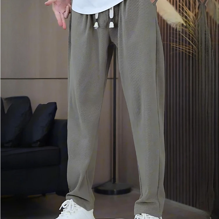 尼皮怀恩斜纹纯色卫裤休闲裤男款春秋新款美式潮牌宽松男士直筒裤