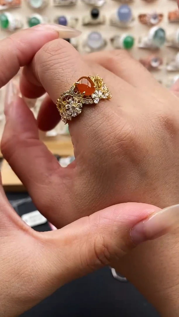 银S925镶嵌戒指翡翠缅甸天然A货翡翠11   4-10