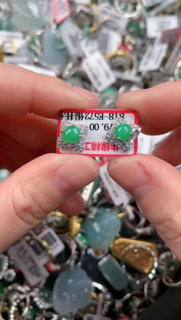 银S925镶嵌戒指翡翠1111---6