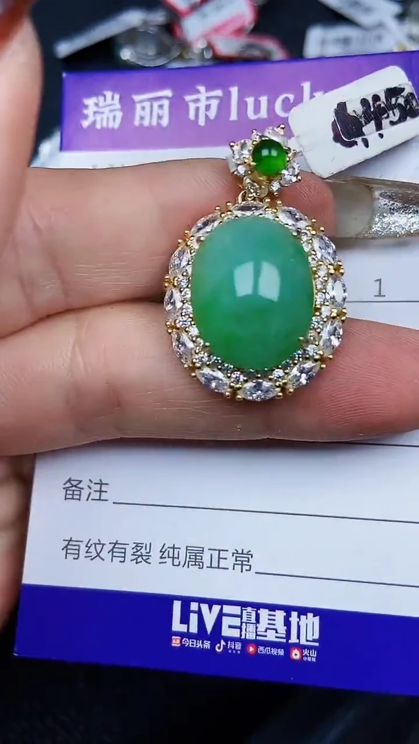 颈饰银S925镶嵌翡翠1639