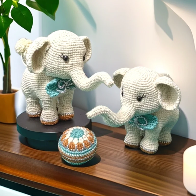 【材料包/成品♥蝴蝶结小象】手工毛线钩织玩偶