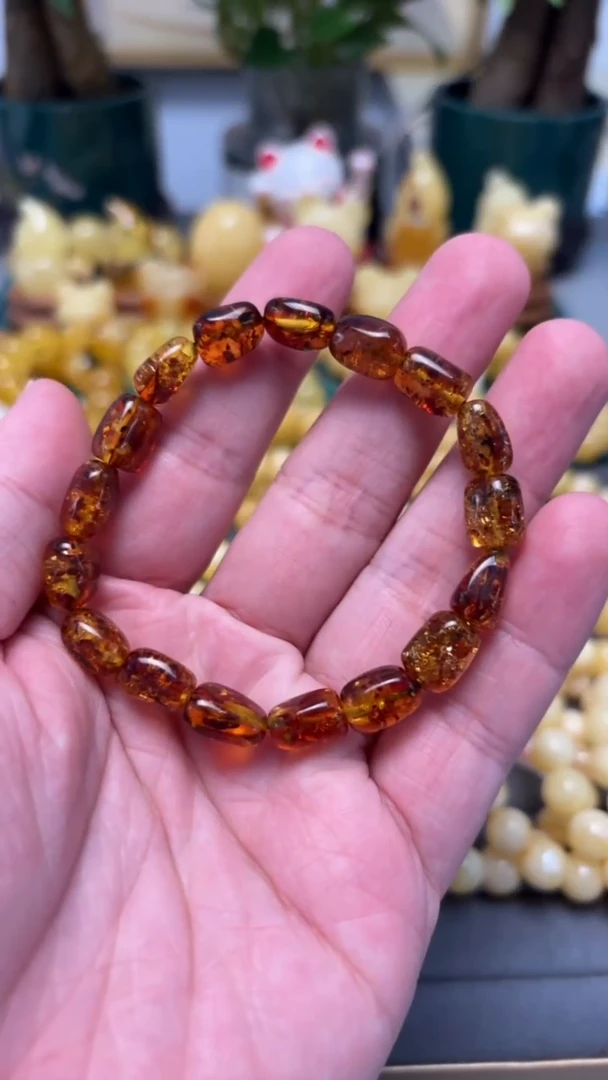 手串琥珀未镶嵌p1花珀随行手串 7.07克 6-8mm