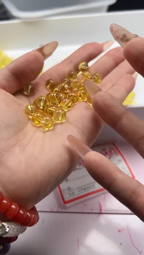 未镶嵌颈饰水晶w126全净体黄水晶8mm*10颗