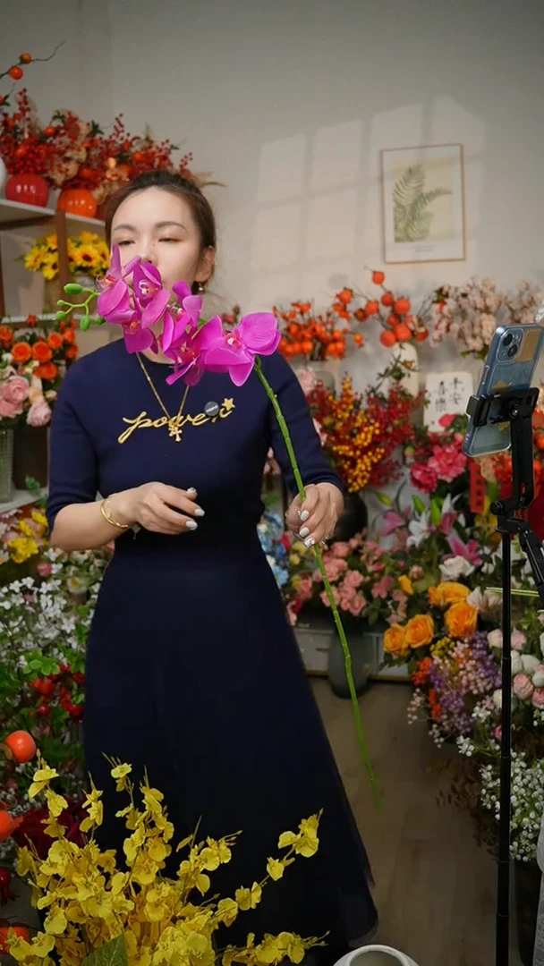 蝴蝶兰仿真花绢花假花套装