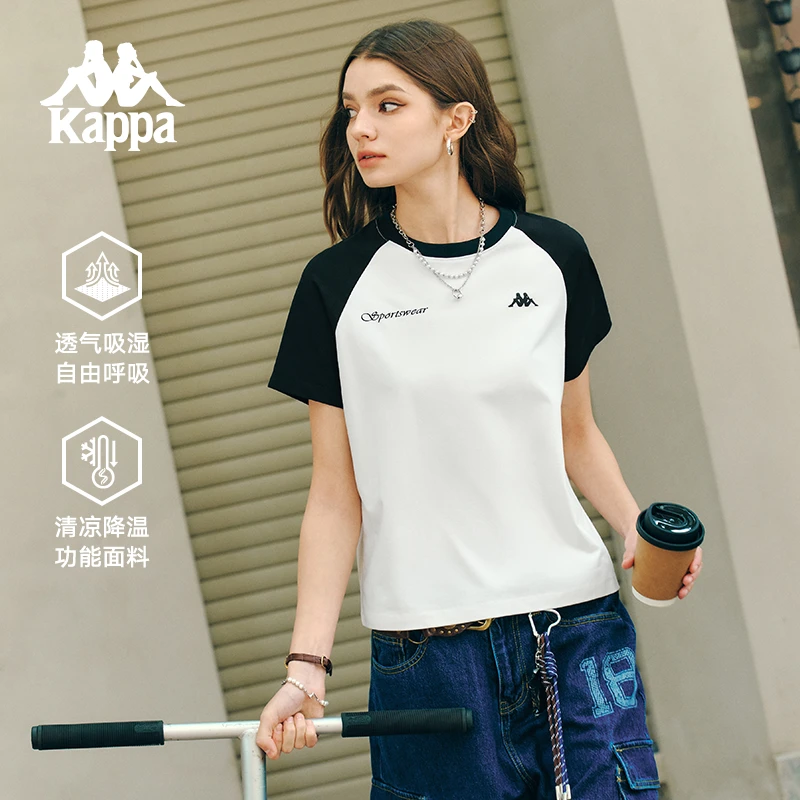 Kappa/卡帕透气运动短袖T恤舒适休闲时尚夏季圆领百搭半袖
