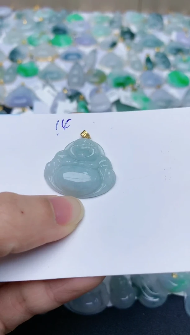 【闪购商品】翡翠颈饰18K金镶嵌天然翡翠A货    14