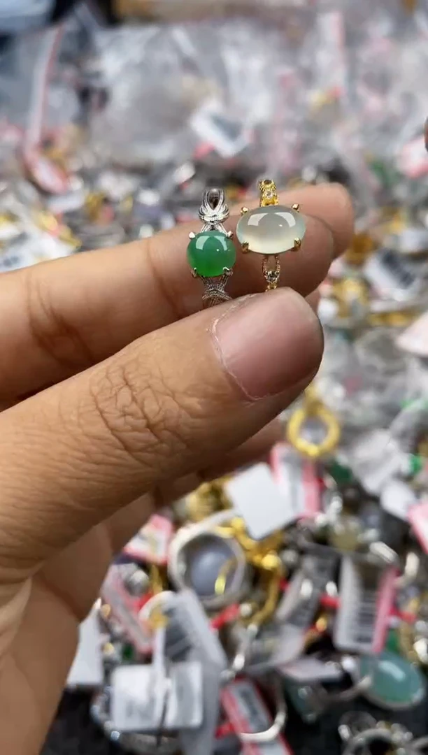 银S925镶嵌戒指翡翠12              1