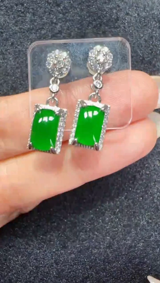 未镶嵌定制翡翠翡翠耳环23