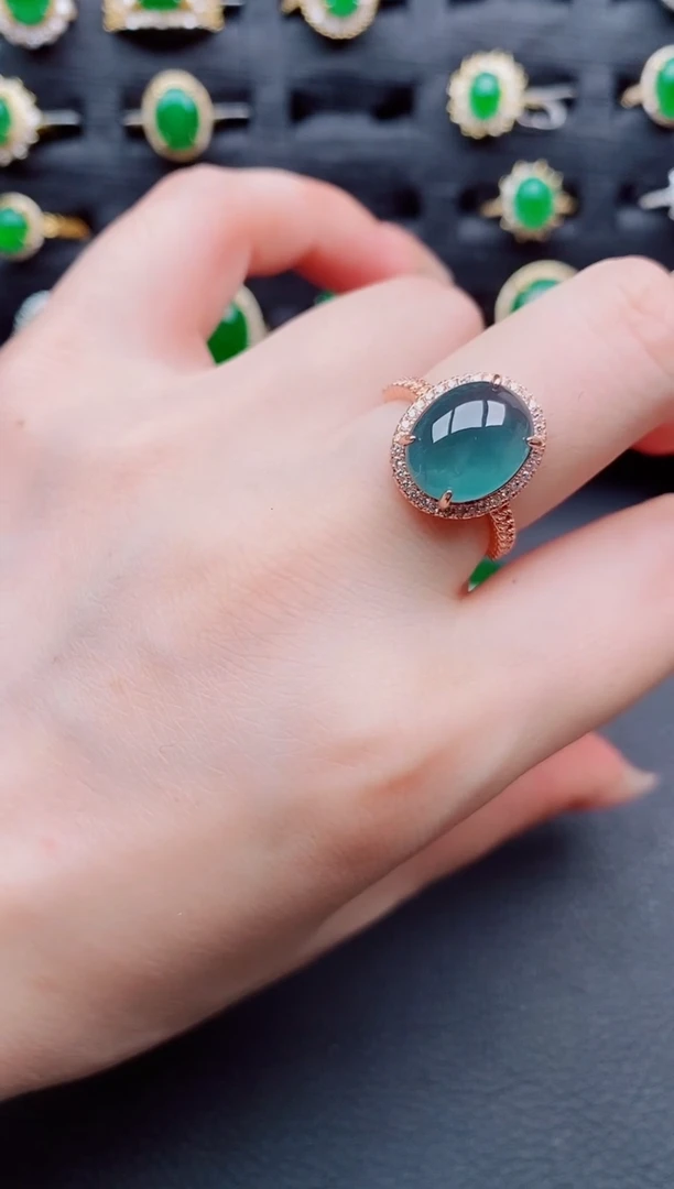 翡翠戒指银S925镶嵌天然a货翡翠78