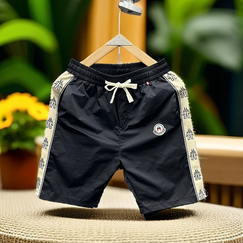 2025夏季新款男士织带拼接速干透气短裤时尚简约纯色休闲五分裤男