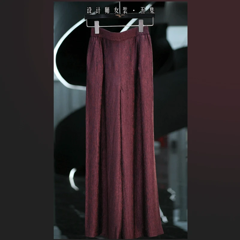 五集   时尚新款醋酸气质高级感松紧腰显瘦阔腿裤S6440+