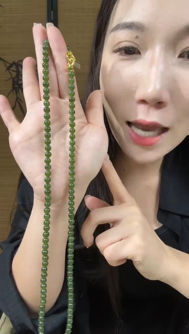 颈饰未镶嵌和田玉（碧玉）6浅菠微矿毛衣链