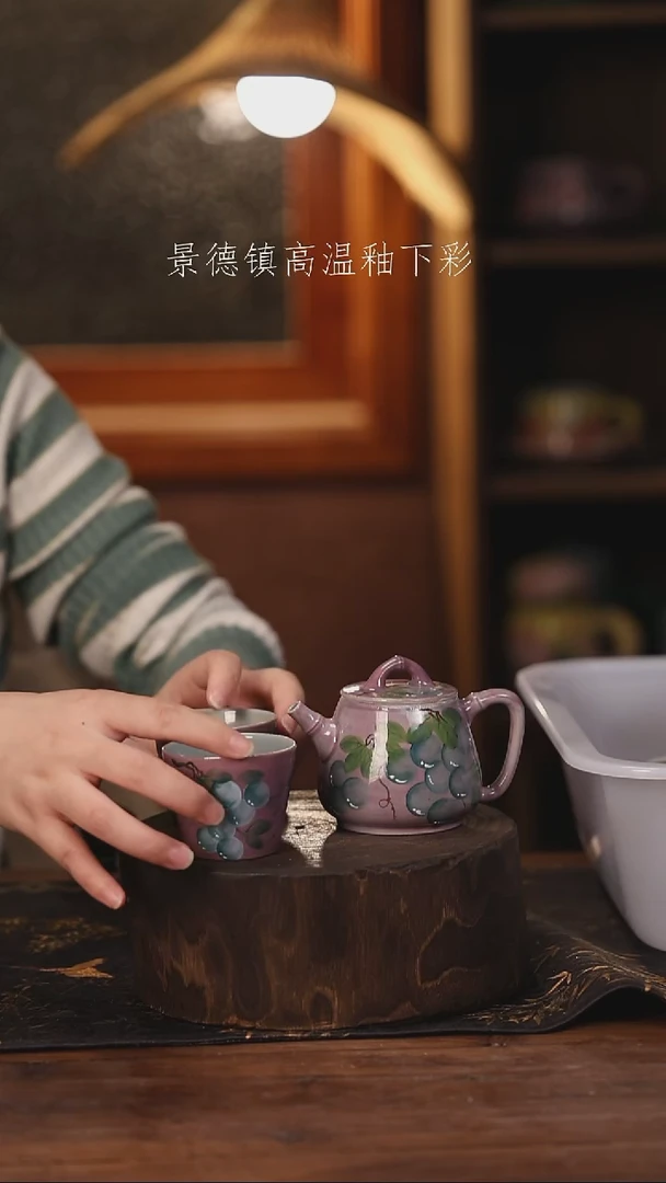 陶瓷景德镇高温釉下手绘陶瓷@L513@