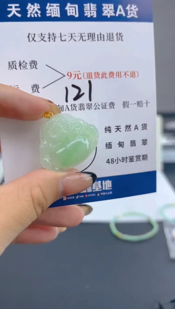 颈饰18K金镶嵌翡翠纯天然缅甸翡翠A货