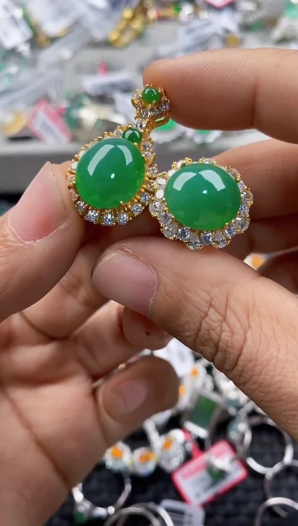 银S925镶嵌戒指翡翠888     8