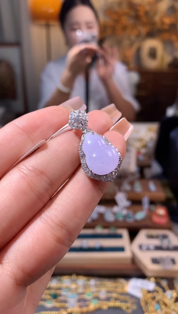 吊坠(不含链)银S925镶嵌翡翠【挽石珠宝】葫芦