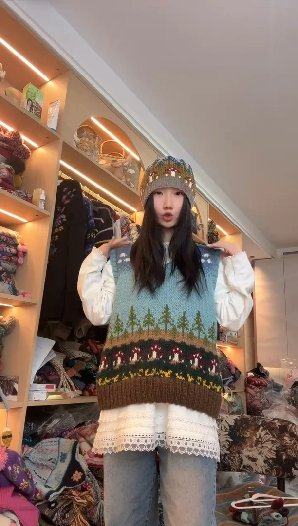 羊毛美利奴森林蘑菇马甲