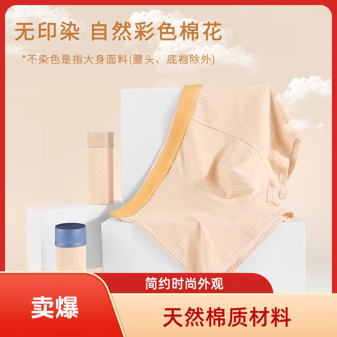 天彩【中国彩棉】 + 新疆天然彩棉男款平角短裤 三条装 1187