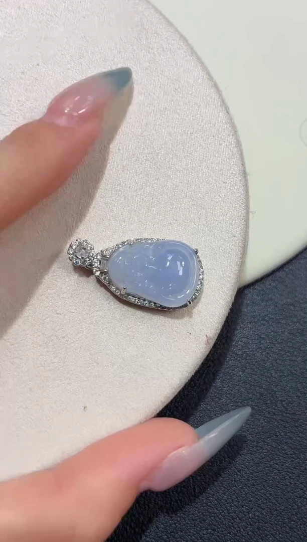 吊坠(不含链)银S925镶嵌翡翠吊坠