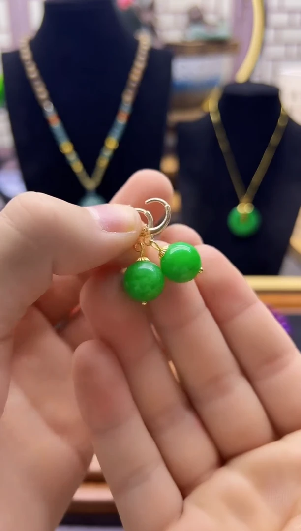 【闪购商品】翡翠耳饰14K金镶嵌E440