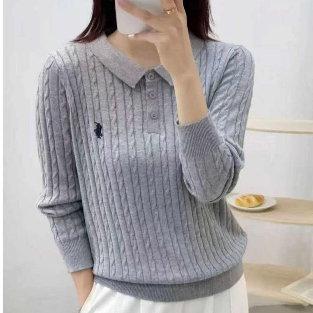 877#新款麻花秋季翻领针织衫长袖上衣9