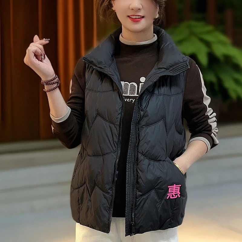 秋冬新款女士百搭洋气宽松显瘦时尚纯色轻薄保暖舒适休闲外穿马甲