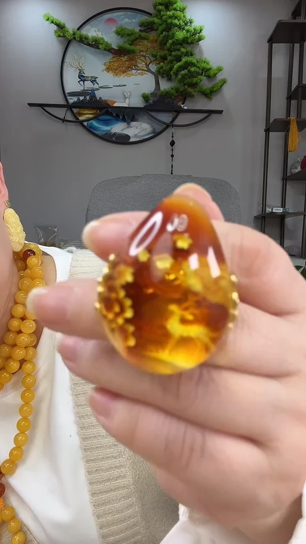 银S925镶嵌琥珀戒指戒指