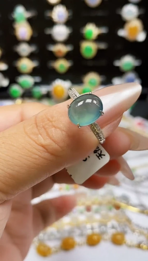 银S925镶嵌戒指翡翠0258