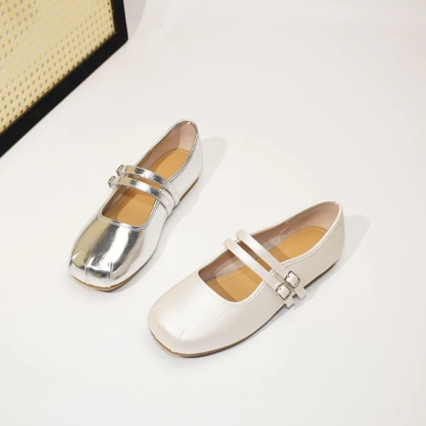 858 大码小香风小皮鞋女夏新款浅口平底软皮软底休闲低跟单鞋女