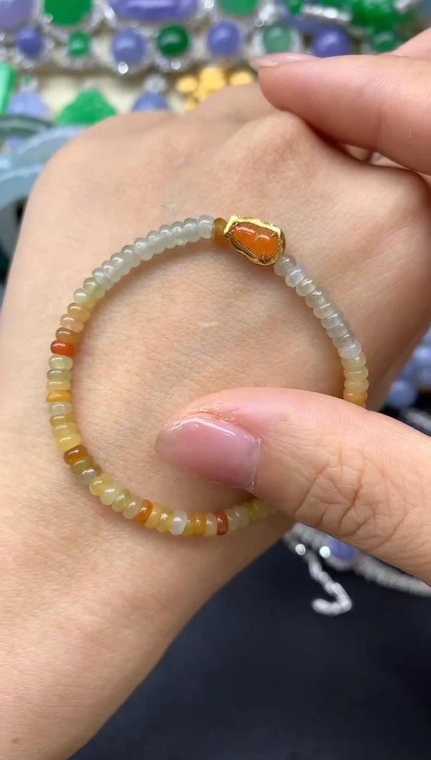 【闪购商品】翡翠手串18K金镶嵌37-中国好珍宝