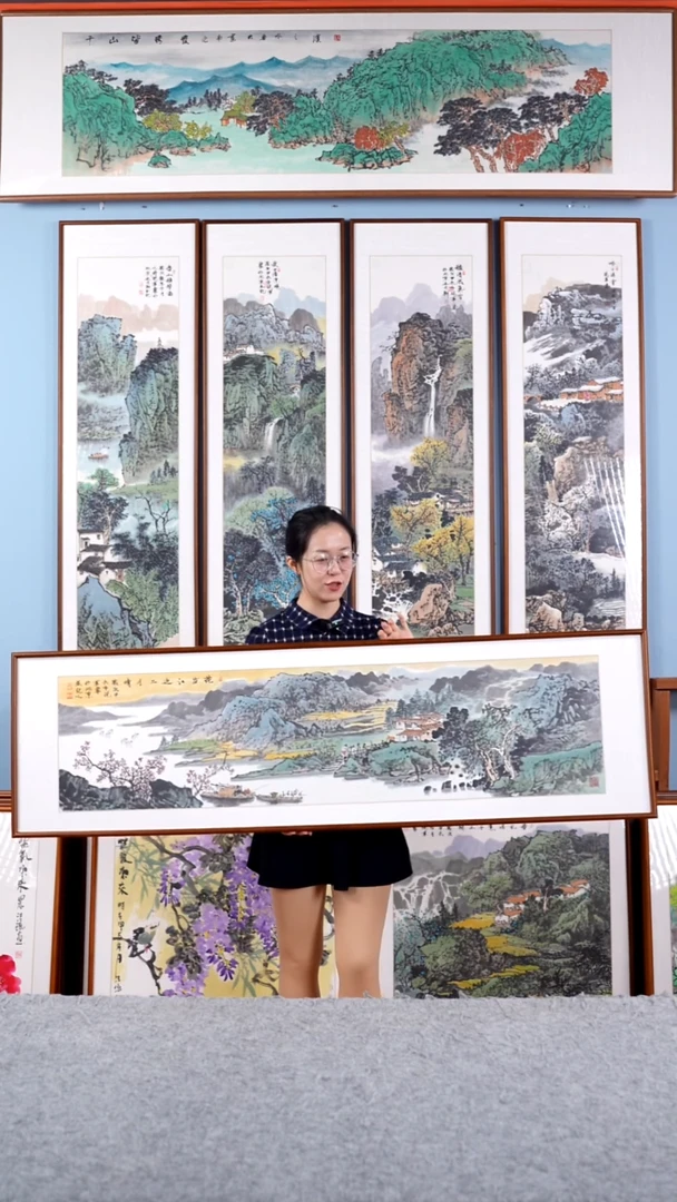 【闪购商品】国画张现军《花发江边二月晴》手绘162*47