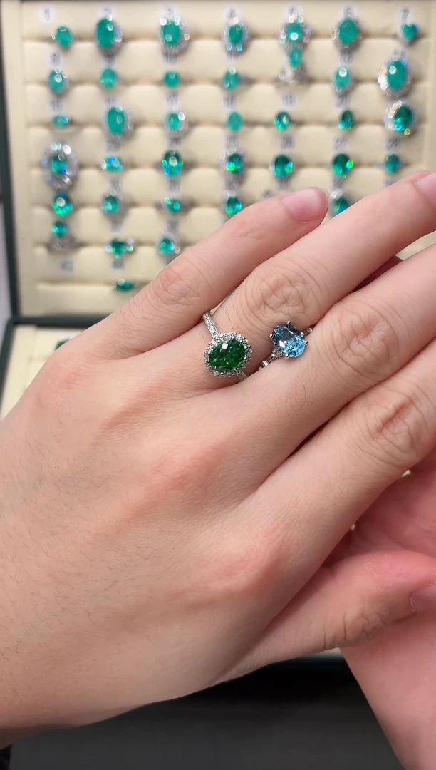 银S925镶嵌戒圈海蓝宝石000000