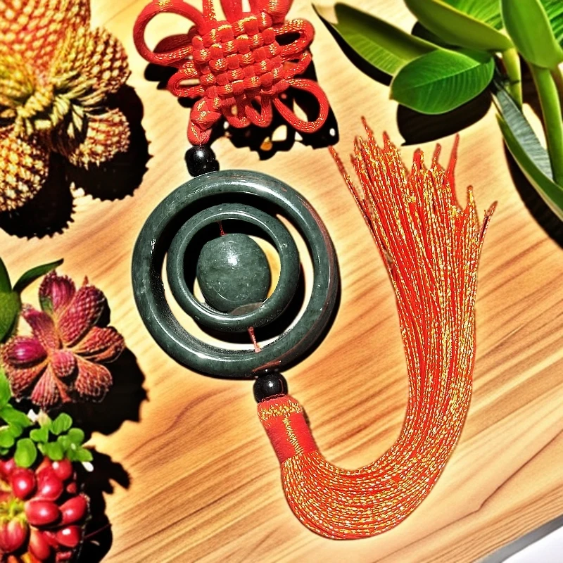 天然新疆和田玉青玉中国结车挂平安扣路路通和田玉车挂多样性发货