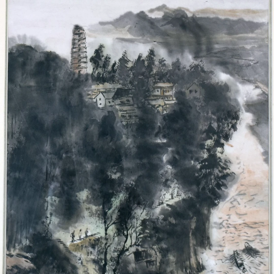 HM4600 江畔 35×29cm 纸本镜框 0.9平尺