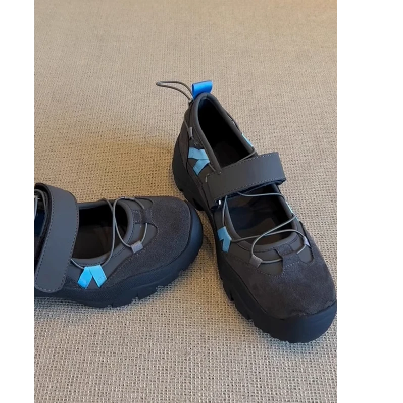 自留版~法式复古风魔术贴玛丽珍鞋女新款百搭休闲芭蕾舞运动凉鞋