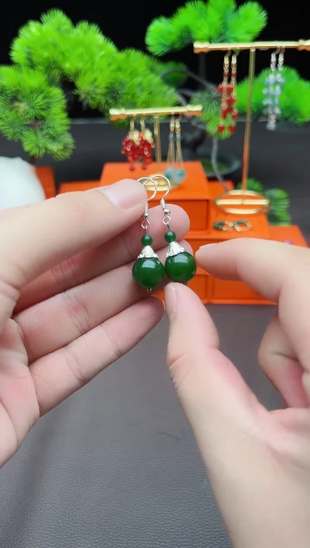 玛瑙/玉髓耳饰银S925镶嵌733