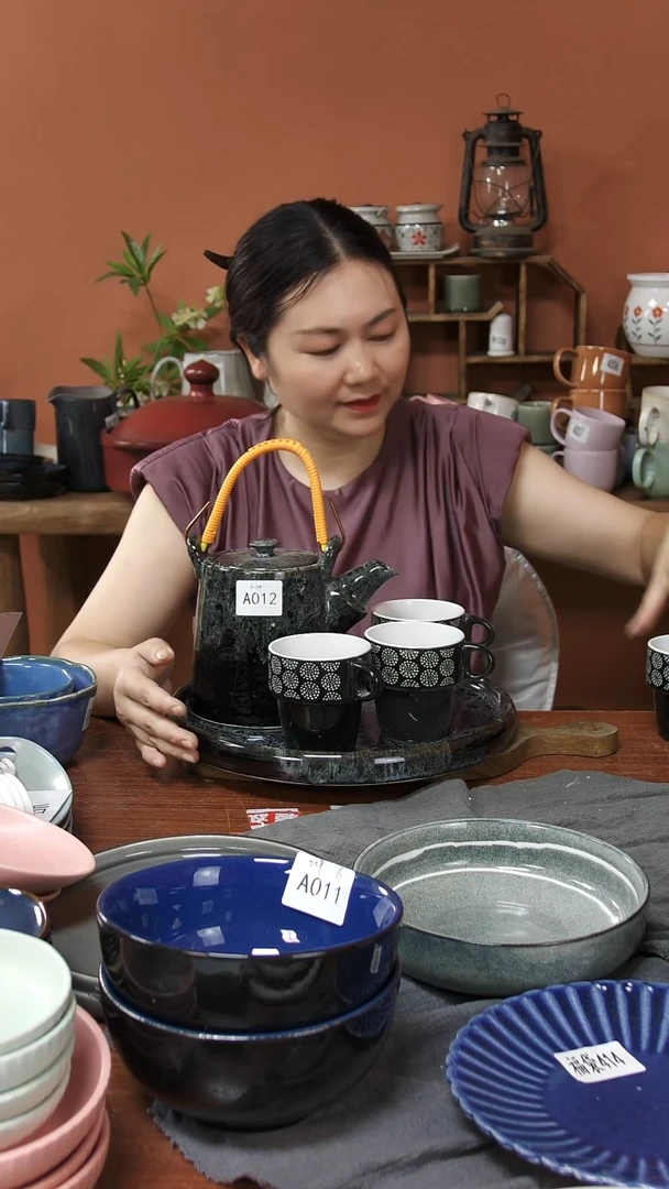 碗A012陶瓷壶加盘2件套送4个杯子微瑕