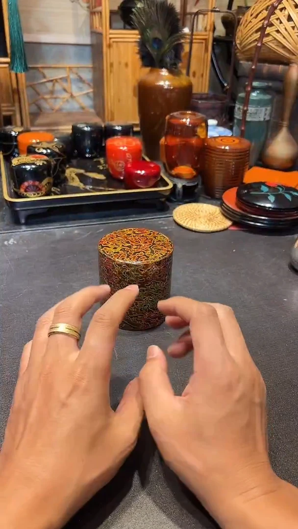 菠萝漆茶叶罐 大漆漆器大漆漆器大漆漆器