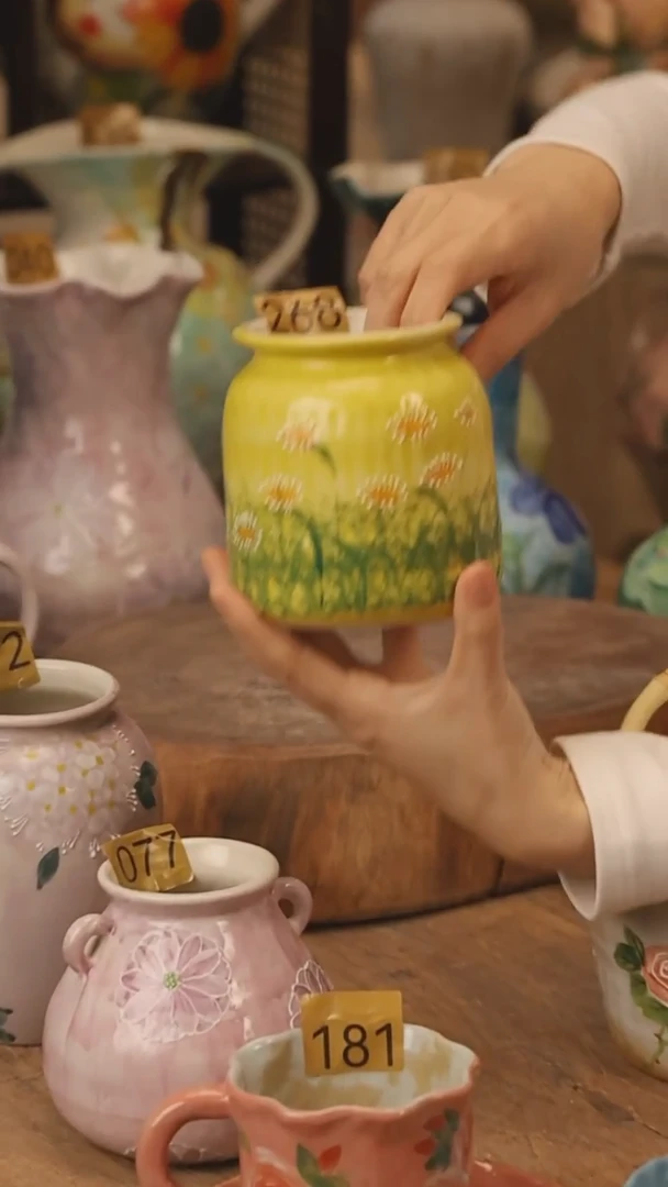 陶瓷景德镇设计师手作花器摆件侘寂风@M268@