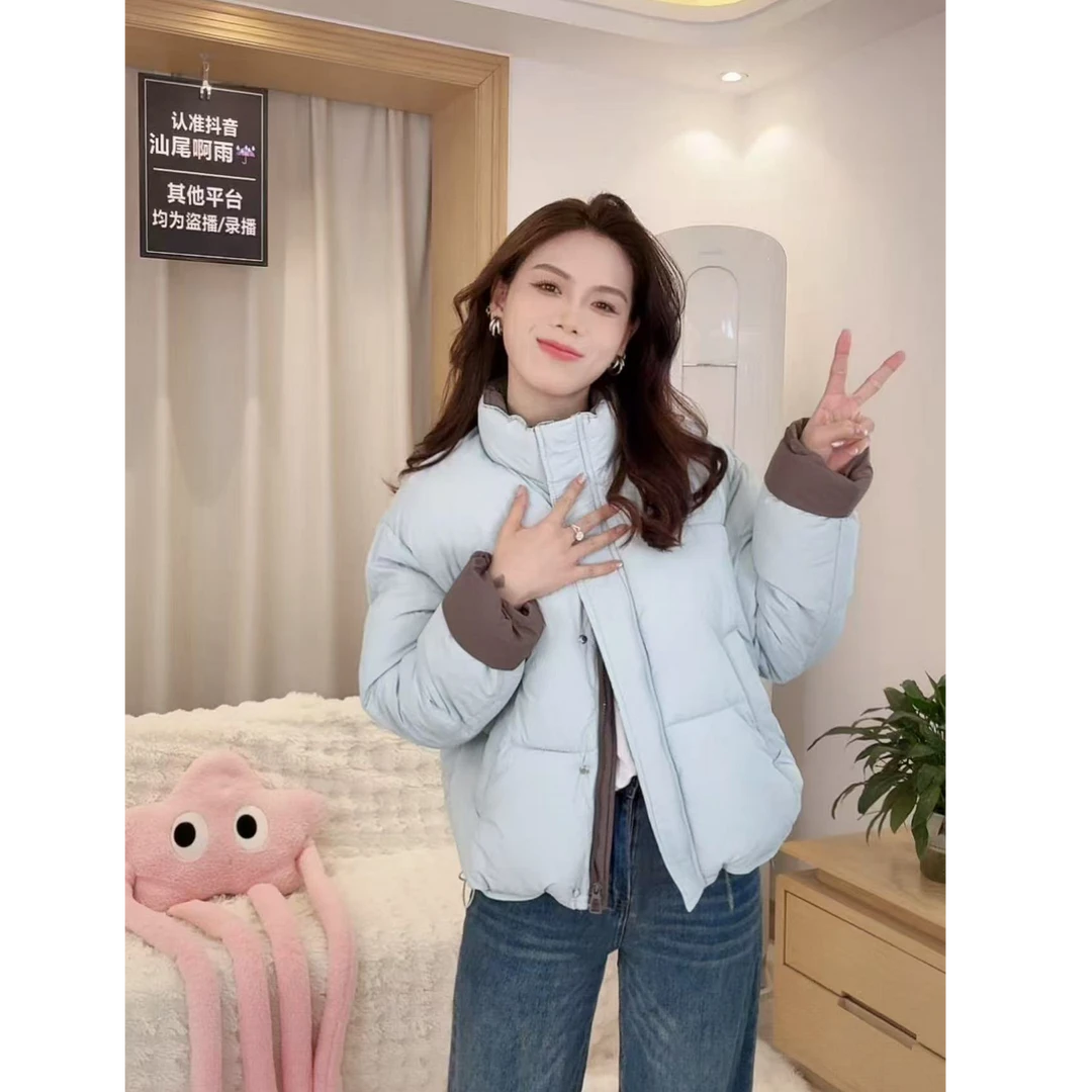 短款拉链设计感立领服装版型秋冬ins厚款韩版棉服外套201