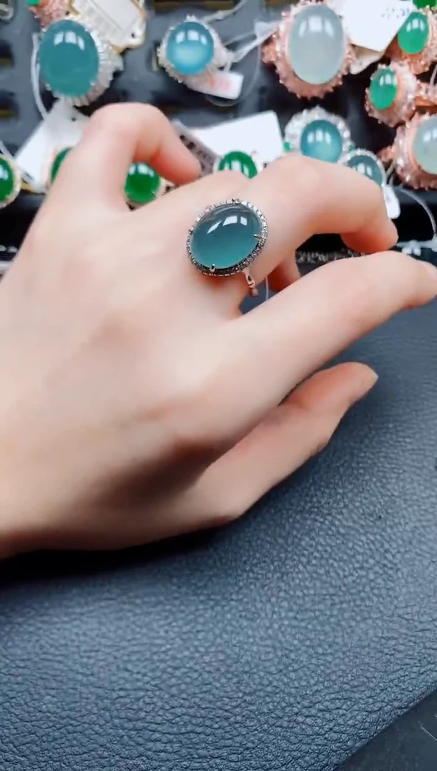 银S925镶嵌戒指翡翠翡翠