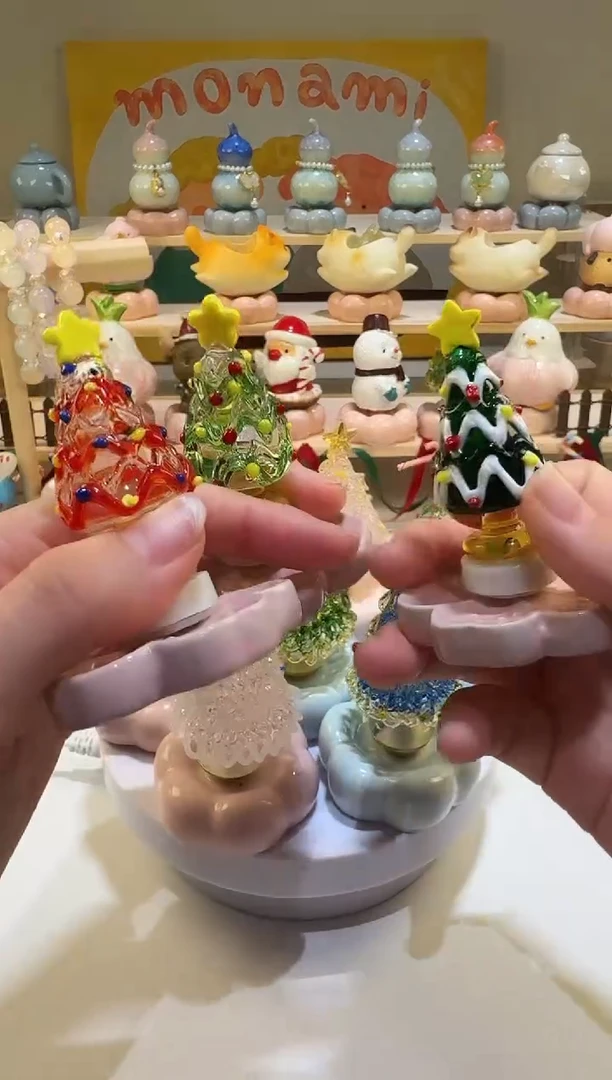 实心琉璃樱花陶瓷底座圣诞树转转