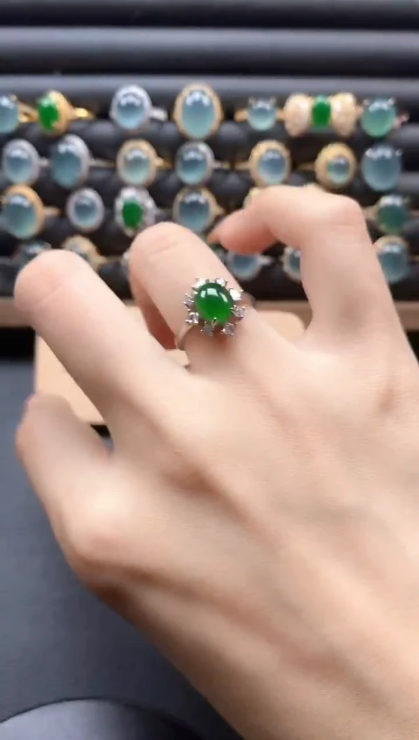 银S925镶嵌戒指翡翠51511