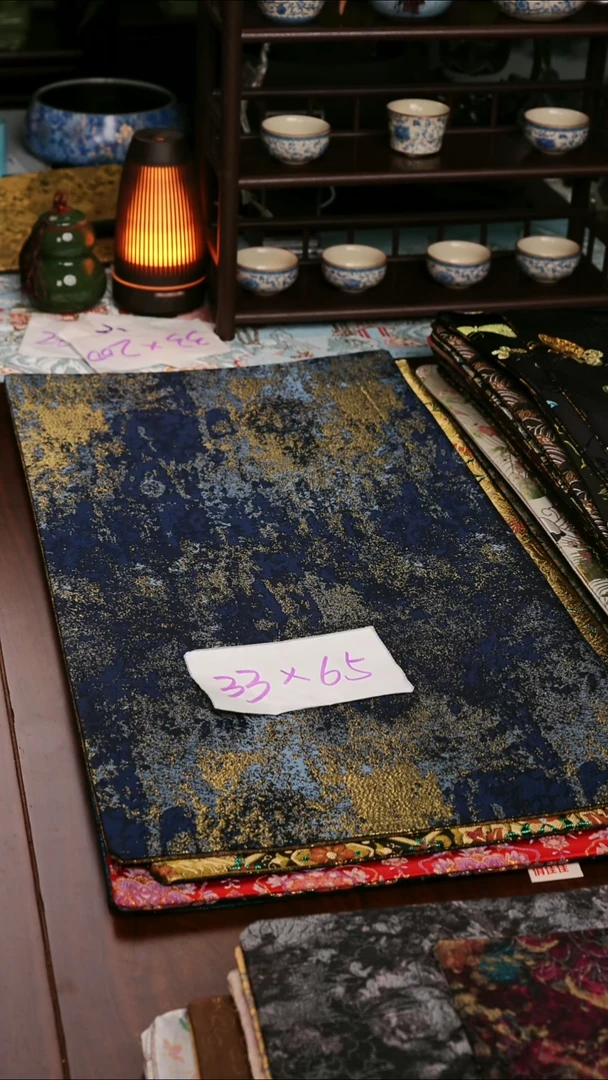 【福利鎏金蓝咖双面】中国风干泡织锦茶席33*65