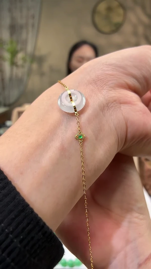 18K金镶嵌手链翡翠手链