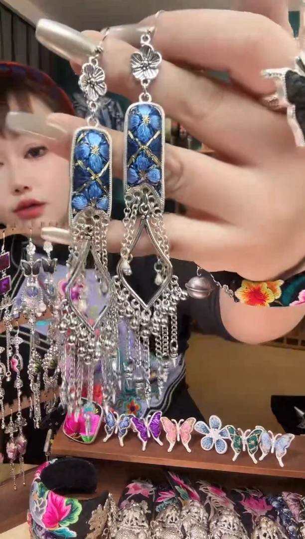 刺绣纯手工民族风刺绣耳环