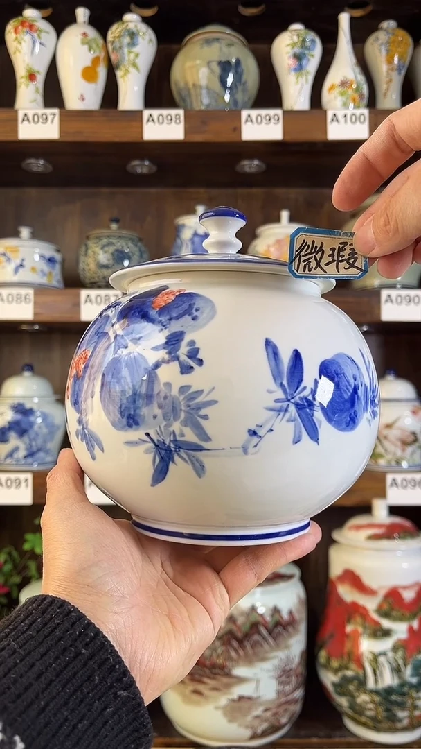 【闪购商品】纯手工手绘多子多福3储物罐