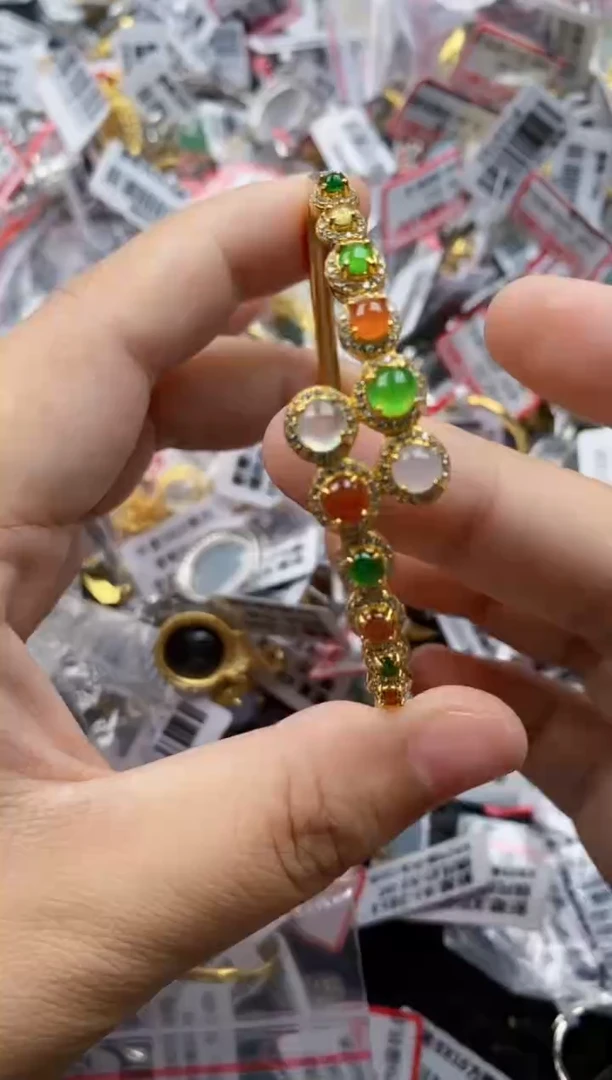 翡翠戒指银S925镶嵌4444---6