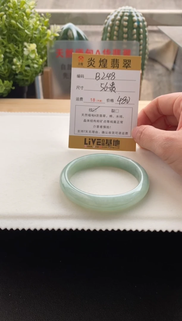 未镶嵌手镯翡翠56.4贵妃圈口 编码b248